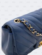 Chanel Blue Mini Rectangular Chevron Classic Single Flap Bag