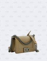 Chanel Beige Chevron Lambskin Leather Small Boy Flap Bag