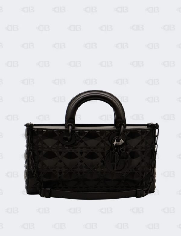 Christian Dior Medium Black Matte Calfskin Cannage Diamond Lady D-Joy Bag