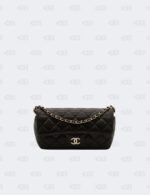 Chanel Black Quilted Caviar Leather Glasses Case with Chain