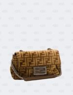 Fendi Baguette Chain Midi Cloth Crossbody Bag