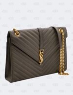 Yves Saint Laurent Grey Matelasse Leather Large Cassandre Flap Bag
