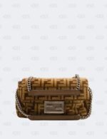 Fendi Baguette Chain Midi Cloth Crossbody Bag
