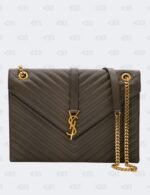 Yves Saint Laurent Grey Matelasse Leather Large Cassandre Flap Bag