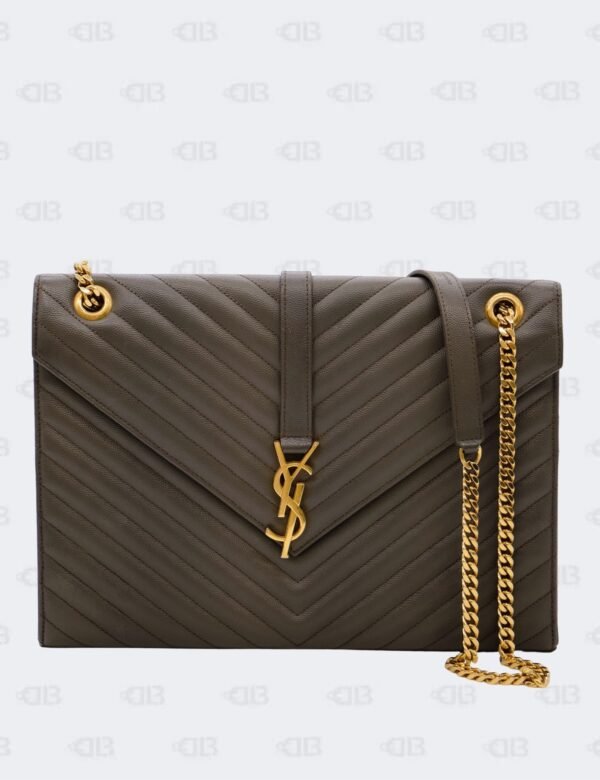 Yves Saint Laurent Grey Matelasse Leather Large Cassandre Flap Bag