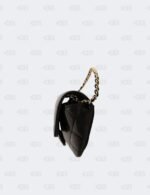 Chanel Black Quilted Caviar Leather Glasses Case with Chain