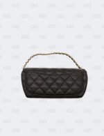 Chanel Black Quilted Caviar Leather Glasses Case with Chain