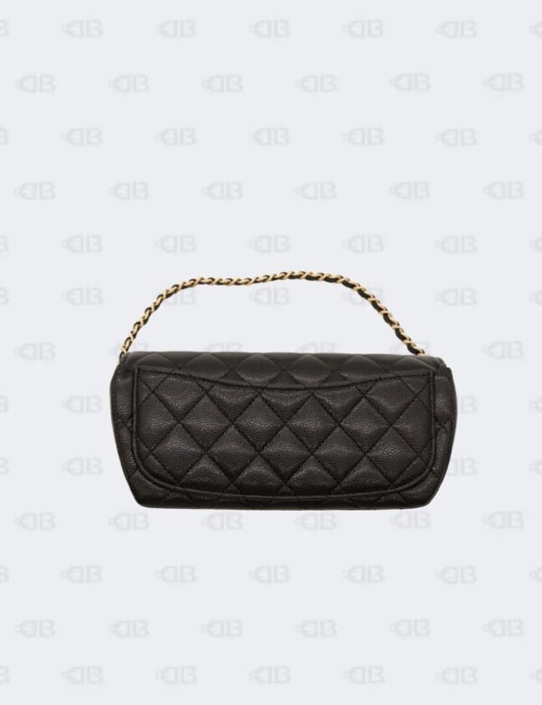 Chanel Black Quilted Caviar Leather Glasses Case with Chain