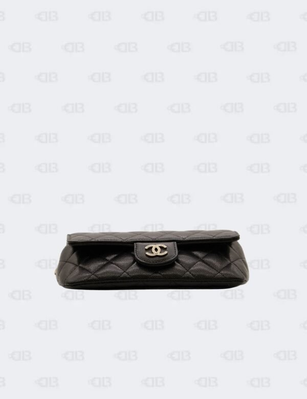 Chanel Black Quilted Caviar Leather Glasses Case with Chain