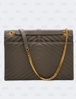 Yves Saint Laurent Grey Matelasse Leather Large Cassandre Flap Bag