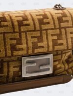 Fendi Baguette Chain Midi Cloth Crossbody Bag