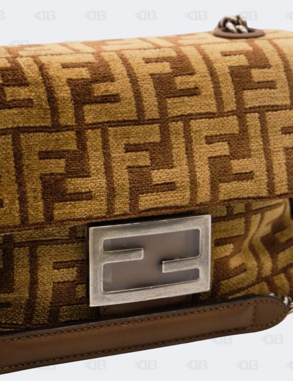 Fendi Baguette Chain Midi Cloth Crossbody Bag