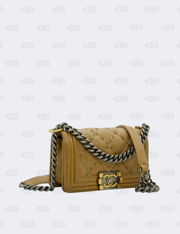 Chanel Brown Wild Stitch Two Tone Hardware Small Boy Flap Bag