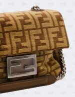Fendi Baguette Chain Midi Cloth Crossbody Bag