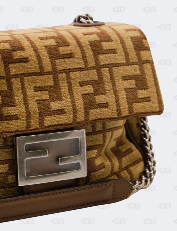 Fendi Baguette Chain Midi Cloth Crossbody Bag