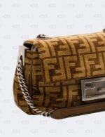 Fendi Baguette Chain Midi Cloth Crossbody Bag