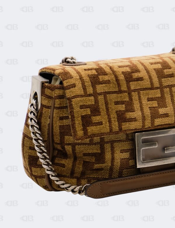 Fendi Baguette Chain Midi Cloth Crossbody Bag