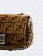 Fendi Baguette Chain Midi Cloth Crossbody Bag