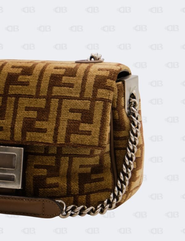 Fendi Baguette Chain Midi Cloth Crossbody Bag