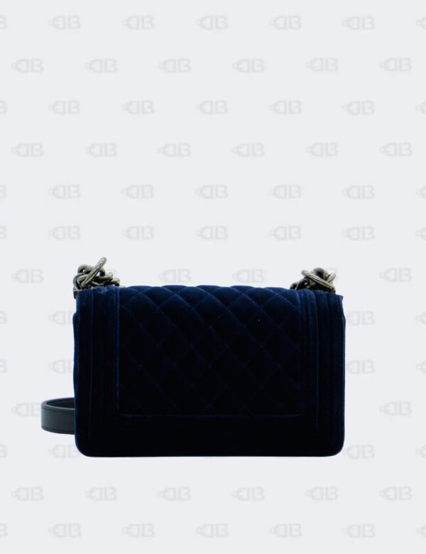 Chanel Blue Quilted Velvet Small Boy Flap Bag