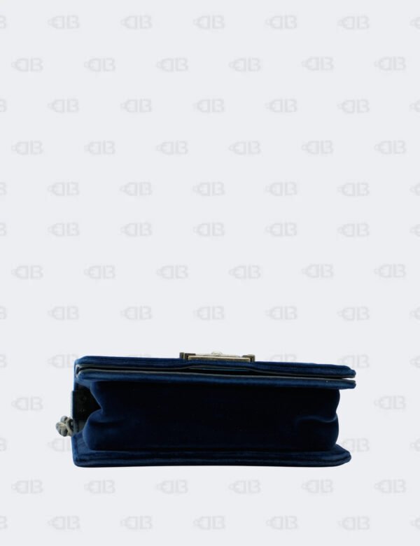 Chanel Blue Quilted Velvet Small Boy Flap Bag