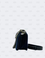 Chanel Blue Quilted Velvet Small Boy Flap Bag