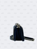 Chanel Blue Quilted Velvet Small Boy Flap Bag