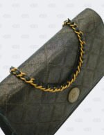 Chanel Metallic Black Iridescent Canvas Edinburg Wallet On Chain