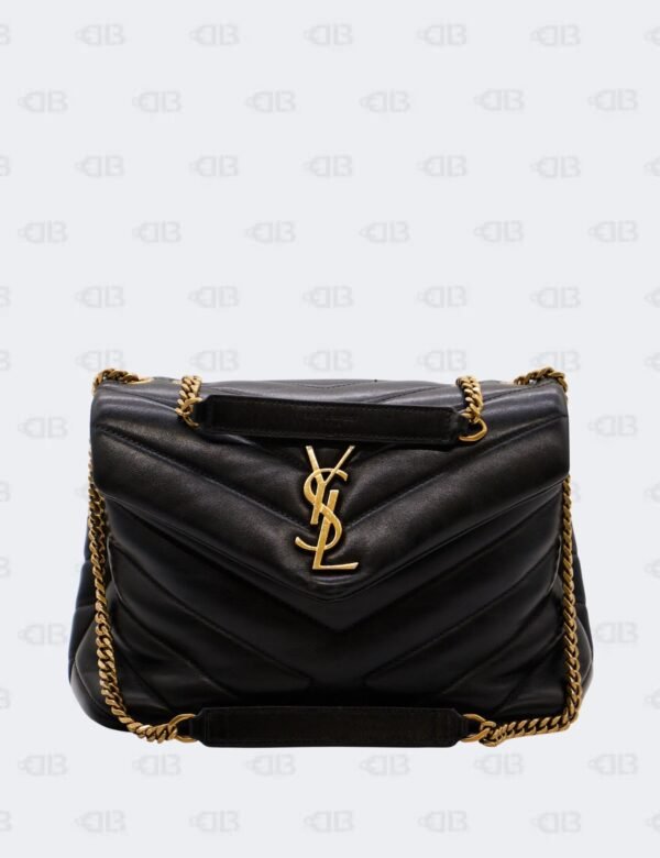 Ysl Black Small Loulou In Matelasse Lambskin Leather Shoulder Bag