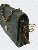 Chanel Metallic Black Iridescent Canvas Edinburg Wallet On Chain