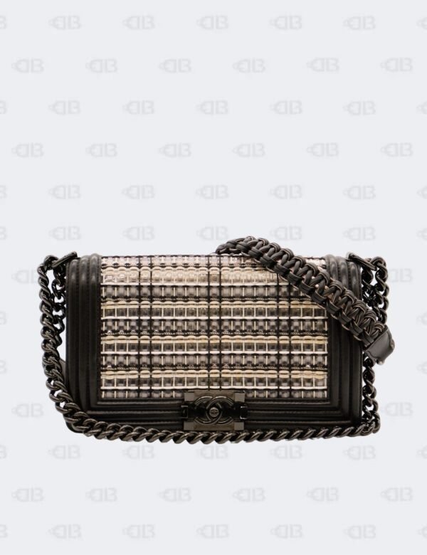 Chanel Boy Flap Bag Woven PVC with Lambskin Old Medium