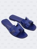 Hermes Oran Bleu Saphir Slide Flats Size 39 1/2