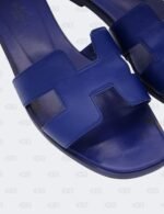 Hermes Oran Bleu Saphir Slide Flats Size 39 1/2