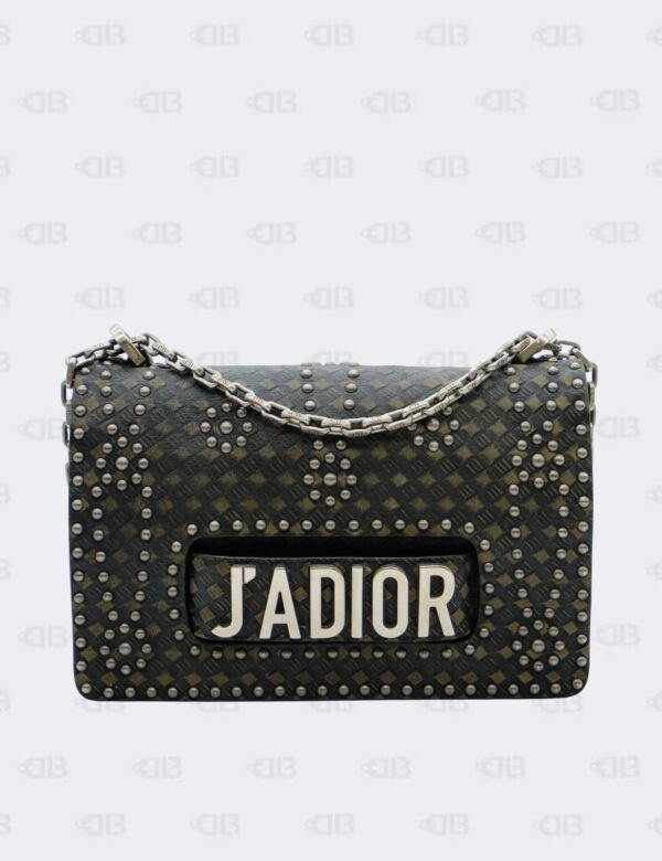 Christian Dior Black/Green J'adior Studded Flap Shoulder Bag