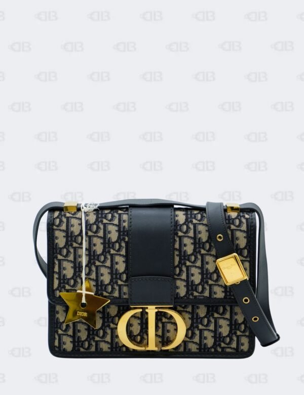Christian Dior Blue Oblique Canvas and Leather 30 Montaigne Shoulder Bag