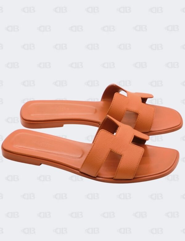 Hermes Oran Tan Epsom Slide Flats Size 39 1/2