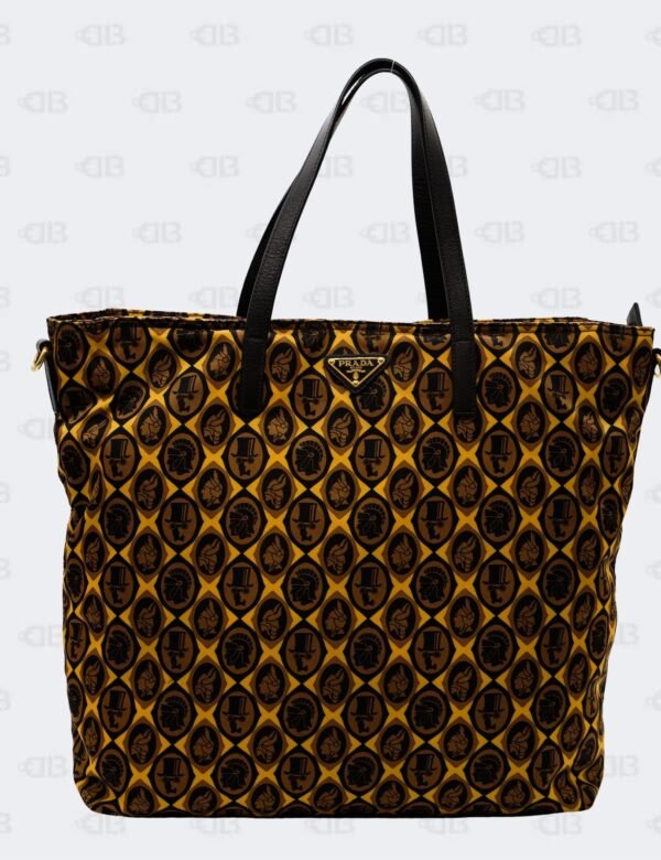 Prada Yellow Nylon Tessuto Stampato Tote Bag