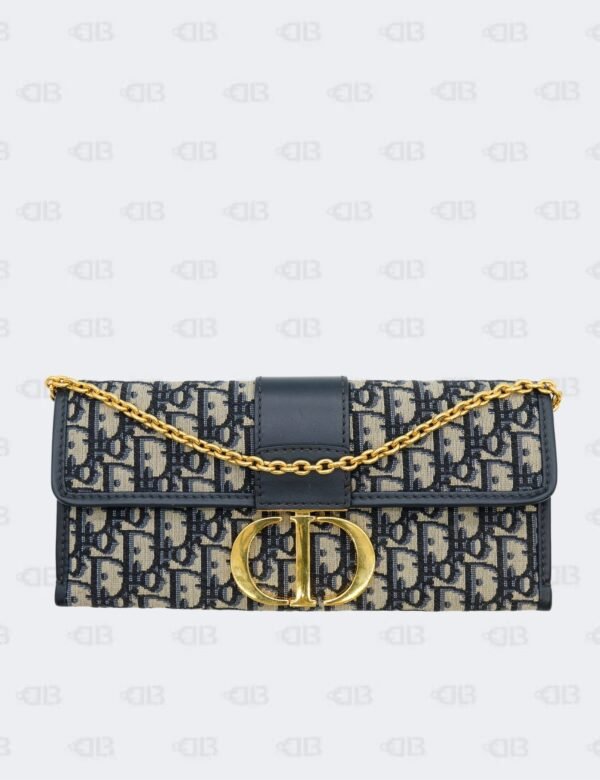 Christian Dior Blue Oblique Canvas and Leather 30 Montaigne Clutch Bag