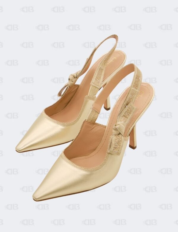 New Christian Dior Metallic Light Gold J'Adior Rhinestone Slingback Pumps Size 41