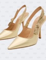 New Christian Dior Metallic Light Gold J'Adior Rhinestone Slingback Pumps Size 41