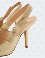 New Christian Dior Metallic Light Gold J'Adior Rhinestone Slingback Pumps Size 41