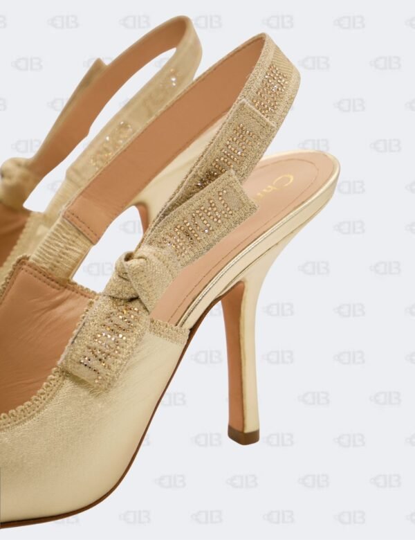 New Christian Dior Metallic Light Gold J'Adior Rhinestone Slingback Pumps Size 41