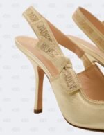 New Christian Dior Metallic Light Gold J'Adior Rhinestone Slingback Pumps Size 41