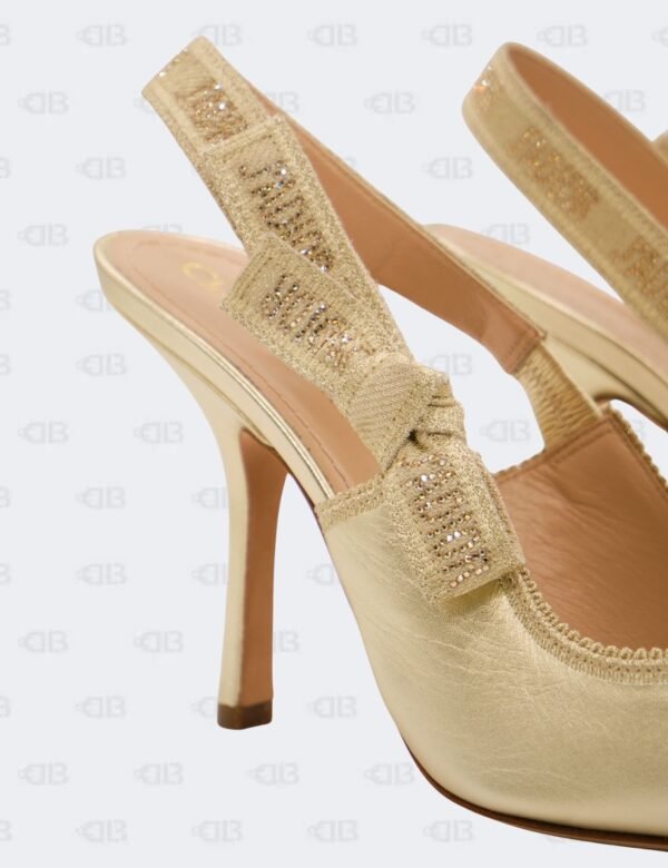 New Christian Dior Metallic Light Gold J'Adior Rhinestone Slingback Pumps Size 41