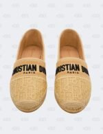New Christian Dior Beige Granville Oblique Raffia Flat Espradille Size 38