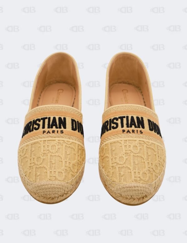 New Christian Dior Beige Granville Oblique Raffia Flat Espradille Size 38