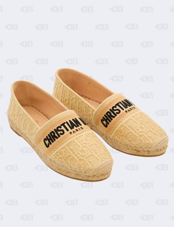 New Christian Dior Beige Granville Oblique Raffia Flat Espradille Size 38