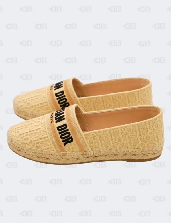 New Christian Dior Beige Granville Oblique Raffia Flat Espradille Size 38
