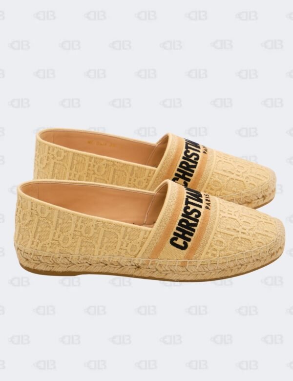 New Christian Dior Beige Granville Oblique Raffia Flat Espradille Size 38