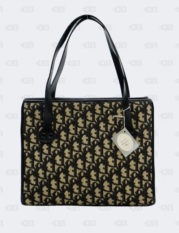 Christian Dior Black Vintage Oblique Canvas Tote Bag